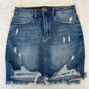 Distressed Jean skirt
